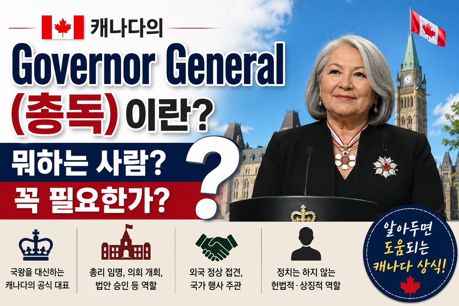 캐나다의 Governor General(총독)이란? 뭐하는 사람? 꼭 필요한가?